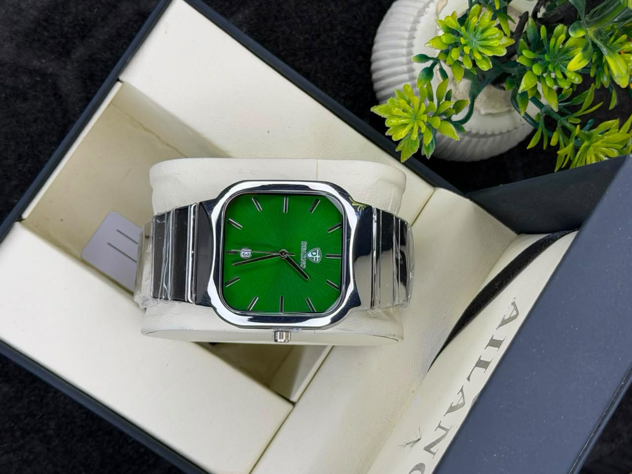 Elegant Square Dial Men’s Stainless Steel Watch
