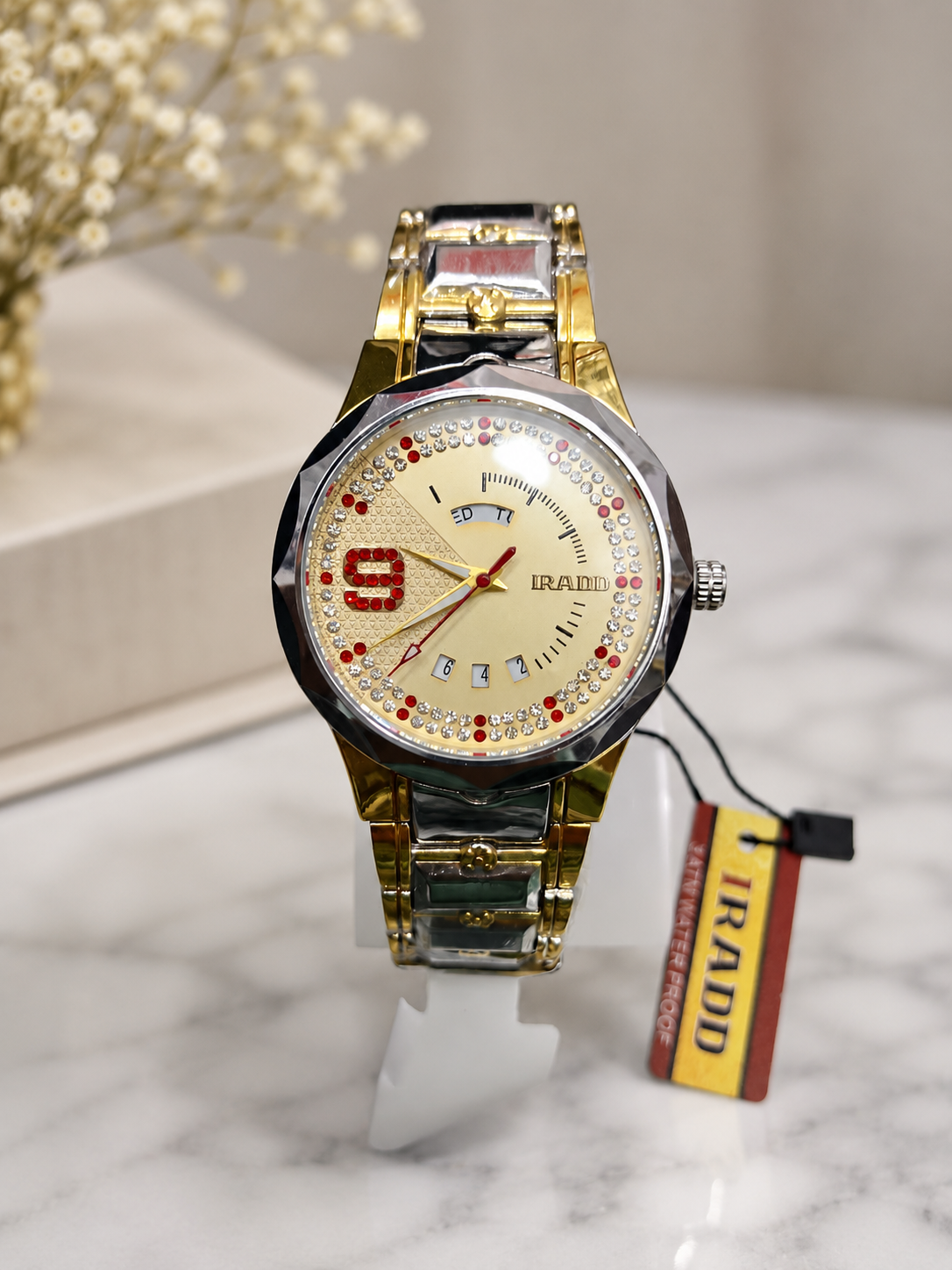 IRADD Men's Gold Analog Watch | Crystal Dial | AK Wrist Watch
