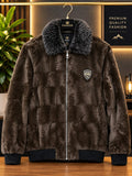 Men’s Premium Dark Brown Faux Fur Jacket with Fur Collar