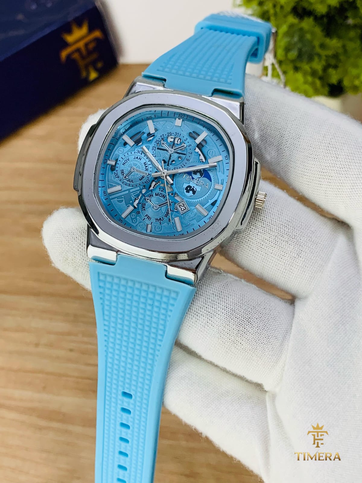 Timera Luxury Skeleton Analog Watch – Multicolor Silicone Strap