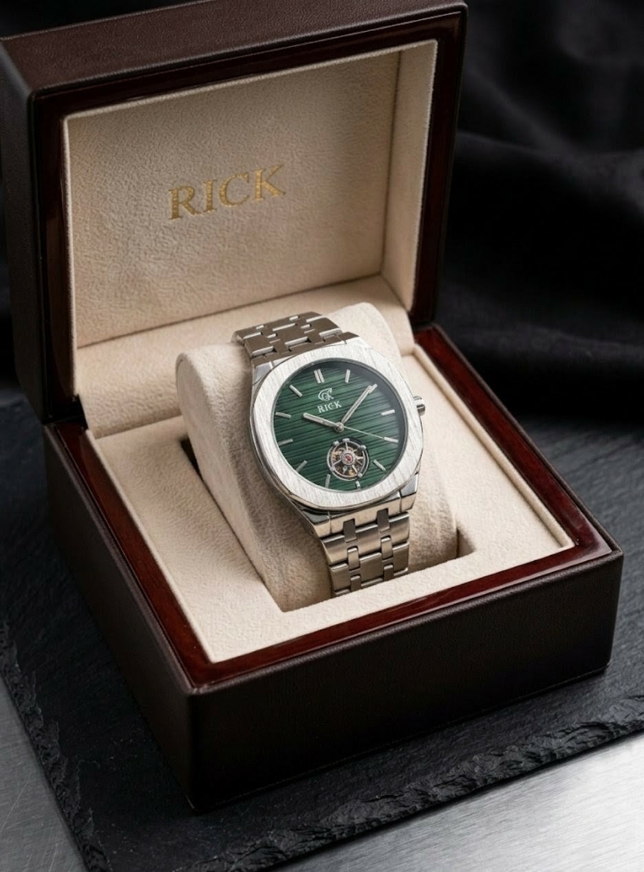 RIIK Silver Stainless Steel Watch with Textured Dial for Men