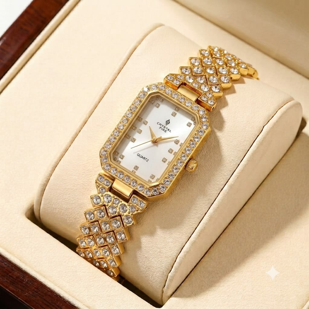 Crystal Pirel Rose Gold Women's Quartz Bracelet Watch