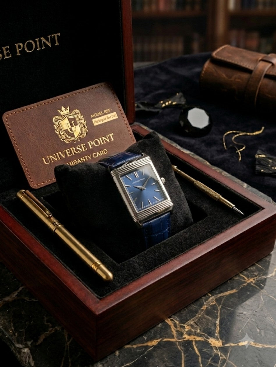 Luxury Rectangular Men’s Watch with Leather Strap