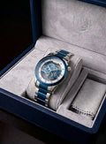 Luxury Skeleton Automatic-Style Men’s Wristwatch – Blue & Gold