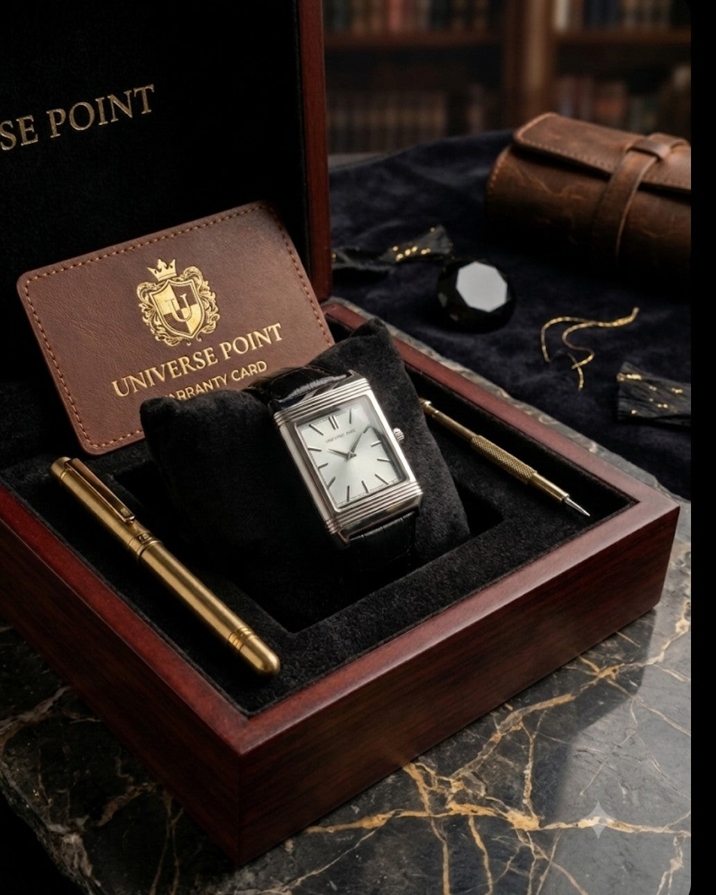 Luxury Rectangular Men’s Watch with Leather Strap
