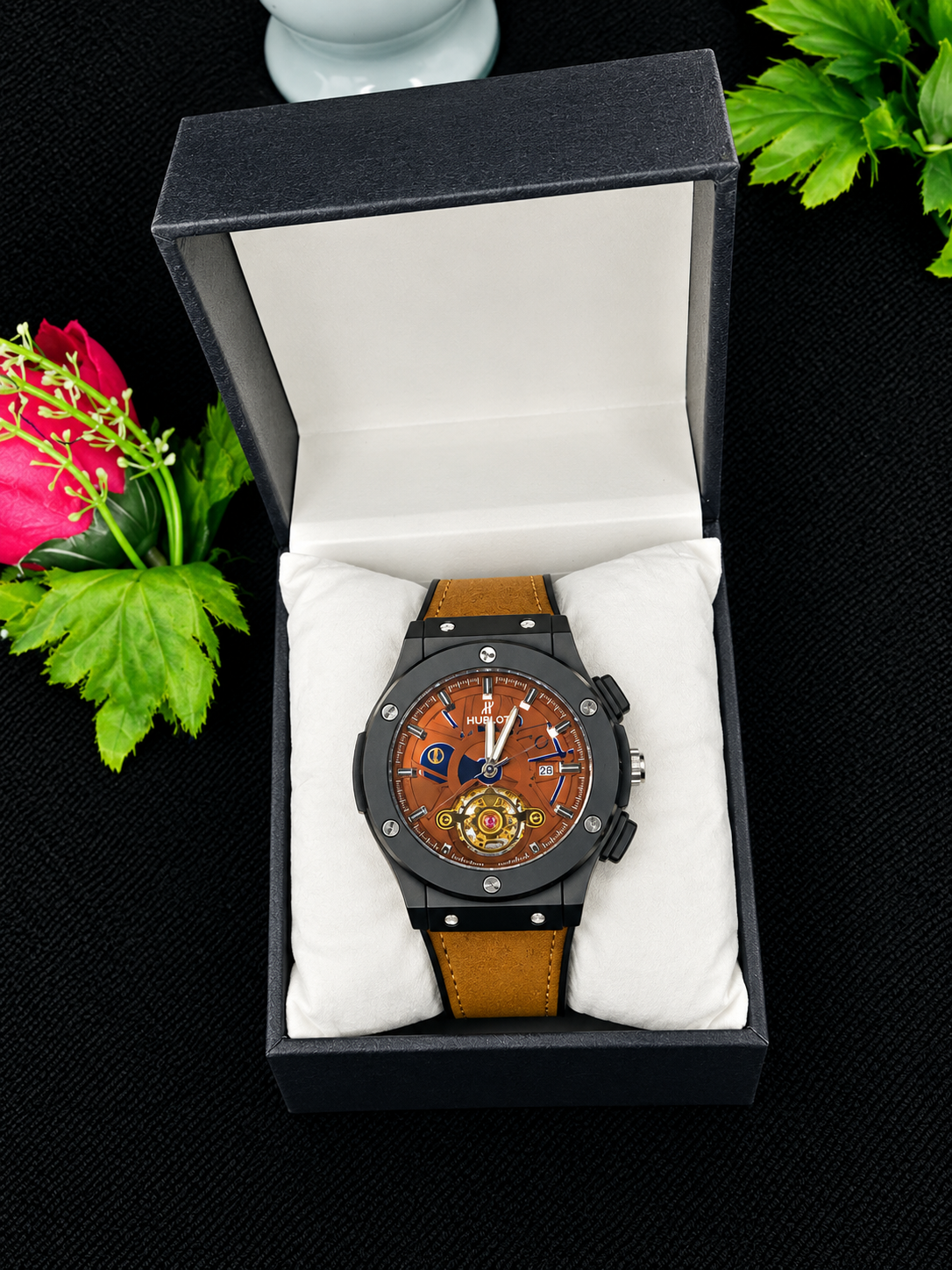 Luxury samiAutomatic Skeleton Tourbillon-Style Men’s Wristwatch – Stainless Steel Case & Leather Strap