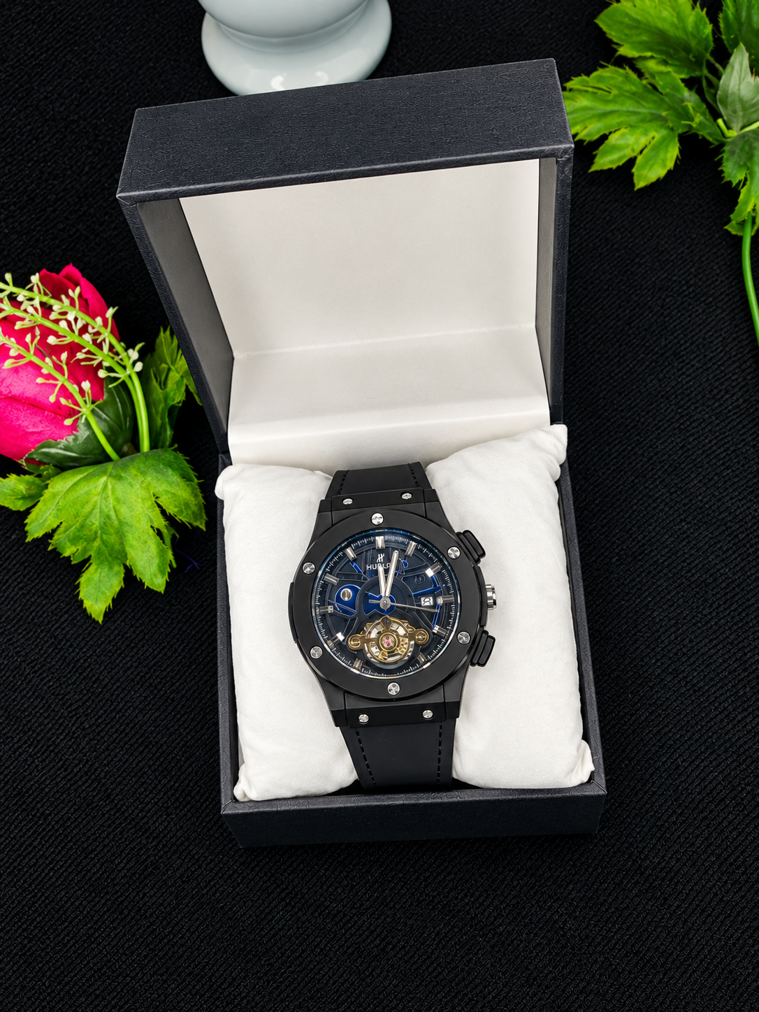 Luxury samiAutomatic Skeleton Tourbillon-Style Men’s Wristwatch – Stainless Steel Case & Leather Strap