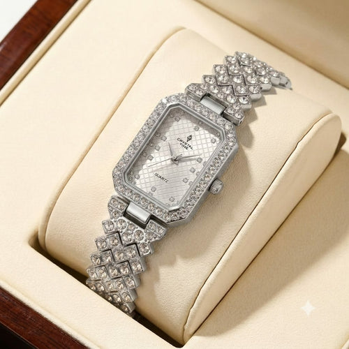 Crystal Fire Elegant Women’s Crystal-Studded Quartz Watch