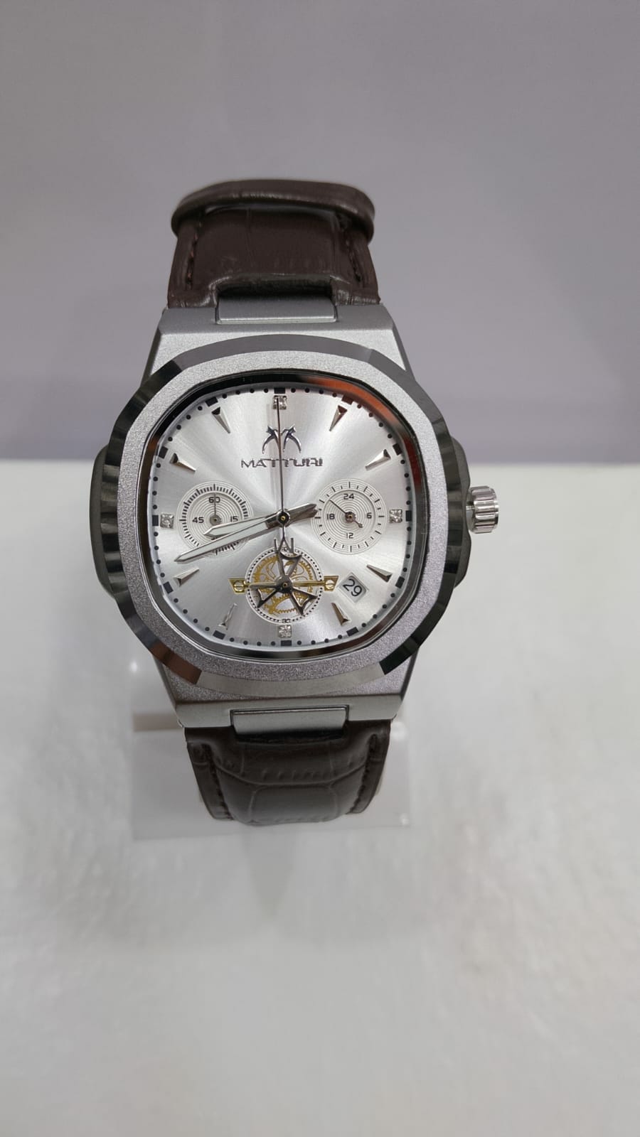 Matturi Men's Analog Watch | Brown Leather Strap | AK Wrist Watch