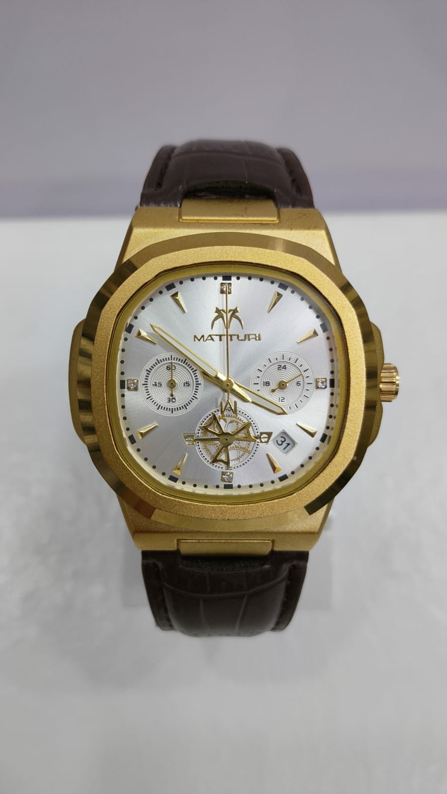 Matturi Men's Analog Watch | Brown Leather Strap | AK Wrist Watch