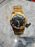 RADO Jubilee Gold Stainless Steel Watch with Black Dial & Date Display