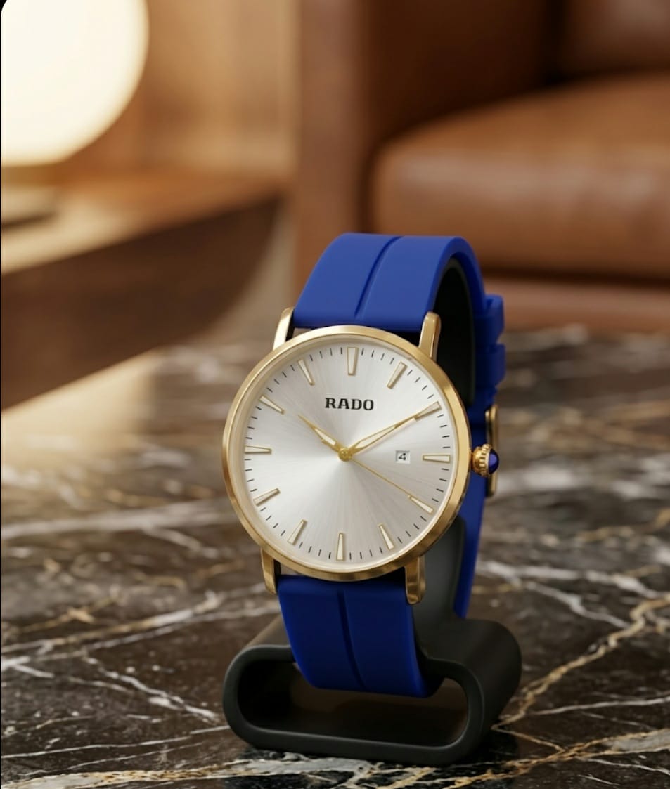 Men's Gold Analog Watch with Silicone Strap