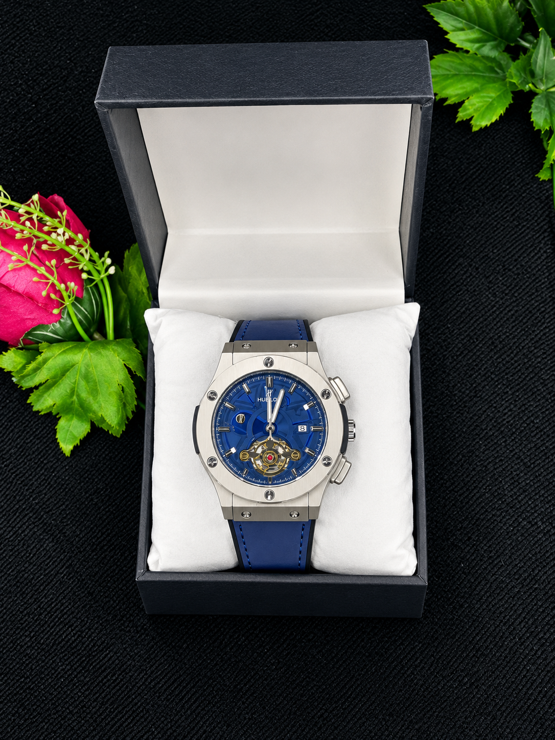 Luxury samiAutomatic Skeleton Tourbillon-Style Men’s Wristwatch – Stainless Steel Case & Leather Strap