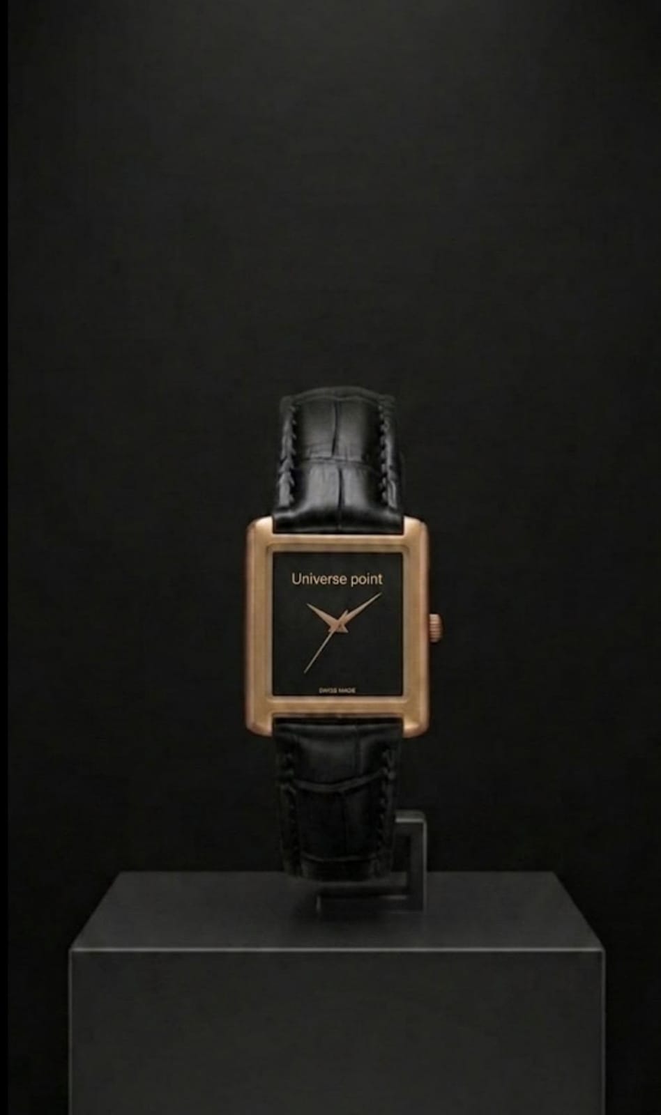 AK Wrist Universe Point Square Dial Leather Strap Watch
