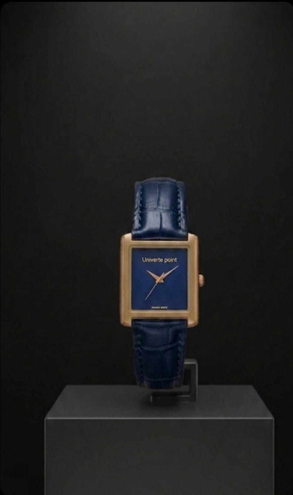 AK Wrist Universe Point Square Dial Leather Strap Watch