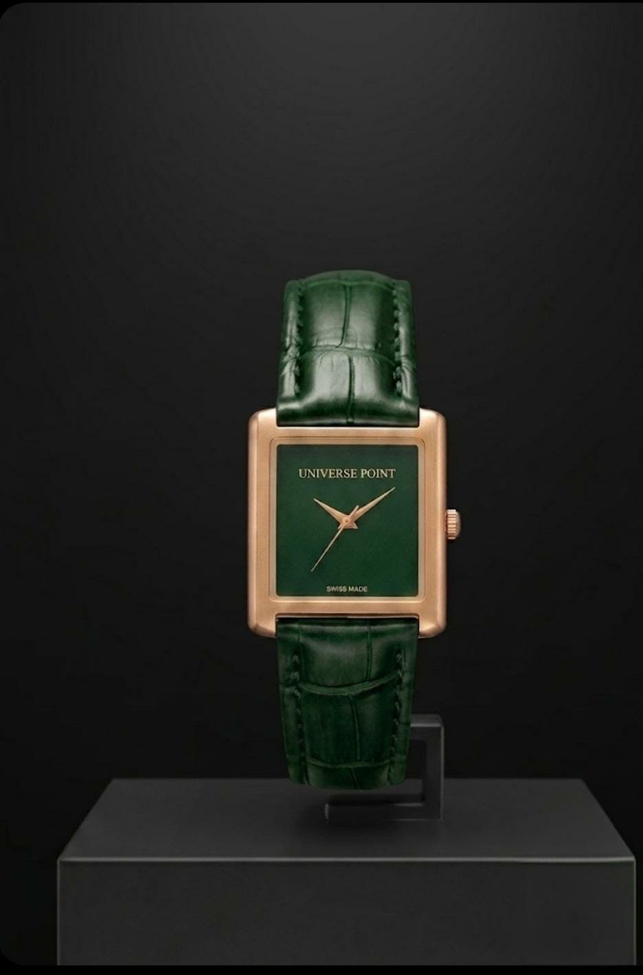 AK Wrist Universe Point Square Dial Leather Strap Watch
